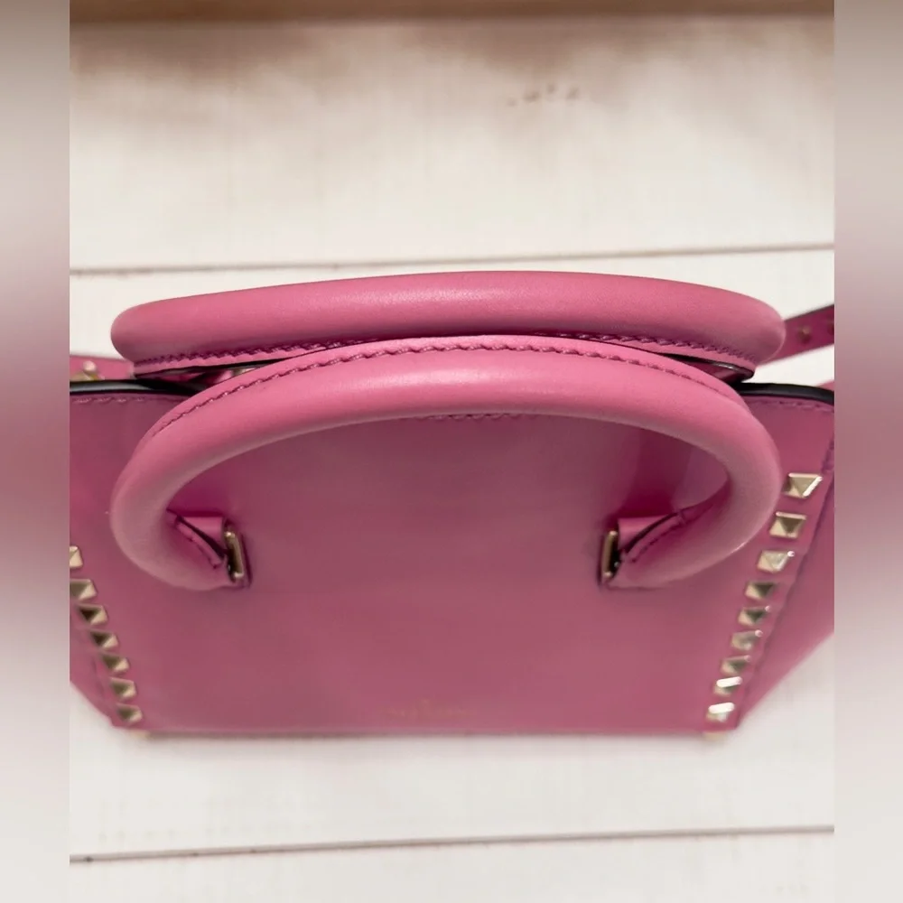 Pink Valentino Garavani Small Leather Rockstud Tote - Picture 10 of 15